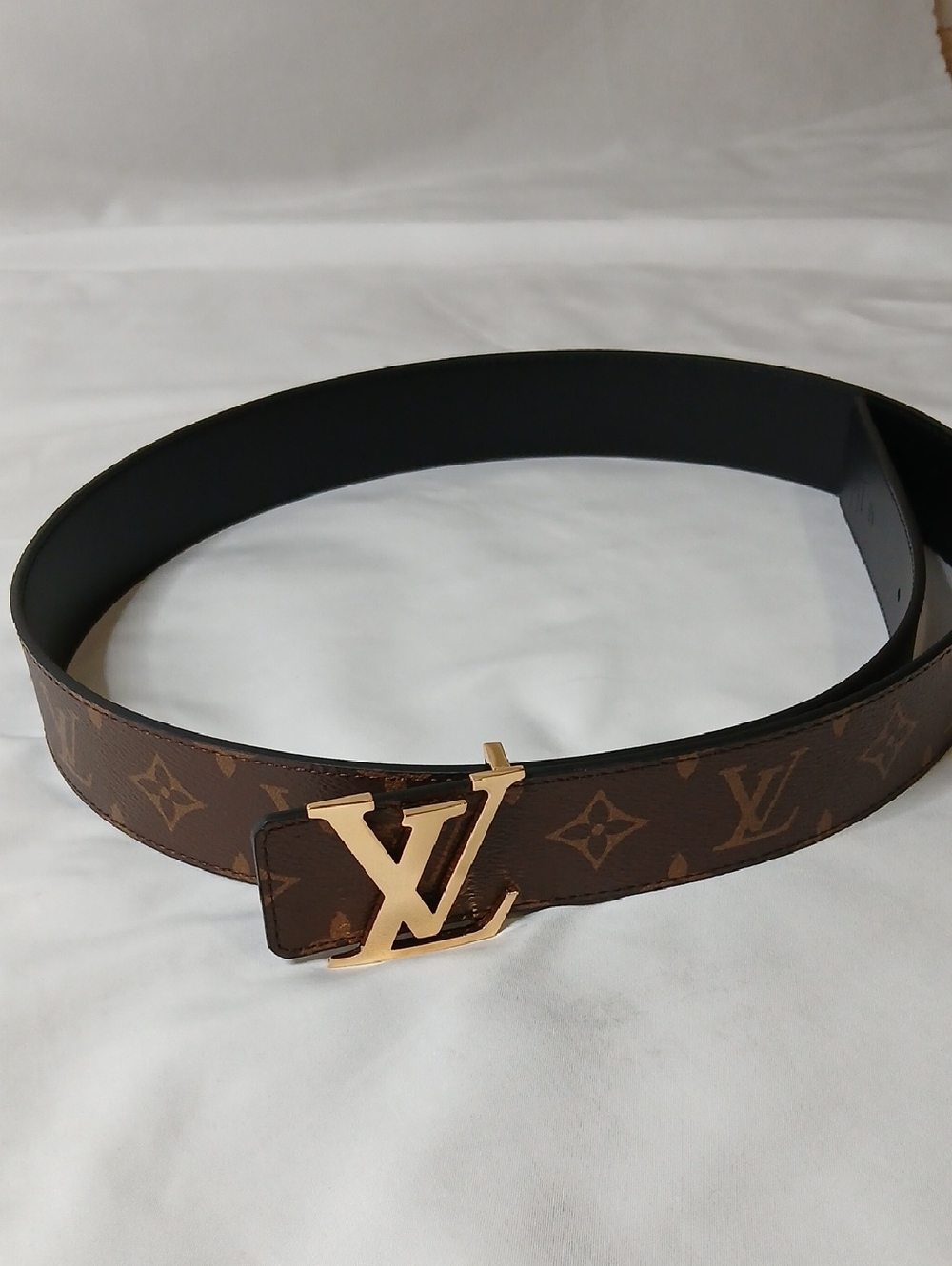 Louis Vuitton Brown Monogram Canvas Belt with Gold LV Buckle